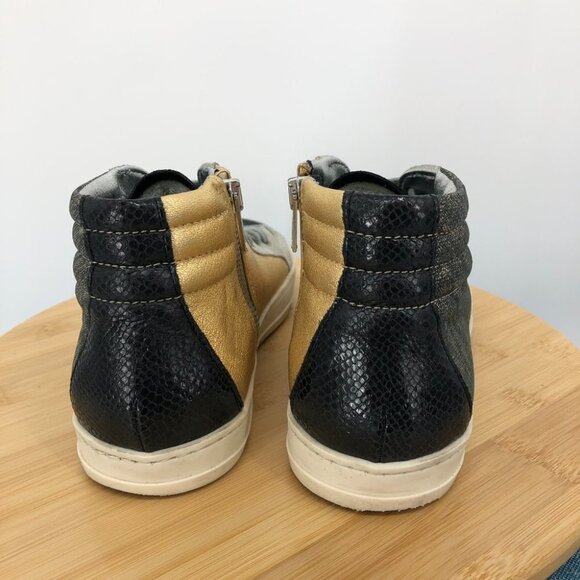 P448 Black + Gold Glitter High top sneakers purple sparkly or grey laces Size 6 - Picture 8 of 16